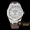 Audemars Piguet Royal Oak 15400 Çelik Kasa Beyaz Kadran Kahverengi Deri Kordon ETA