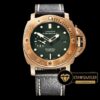 Panerai Luminor Submersible Bronzo PAM382N Yeşil Kadran Kahverengi Kordon ETA