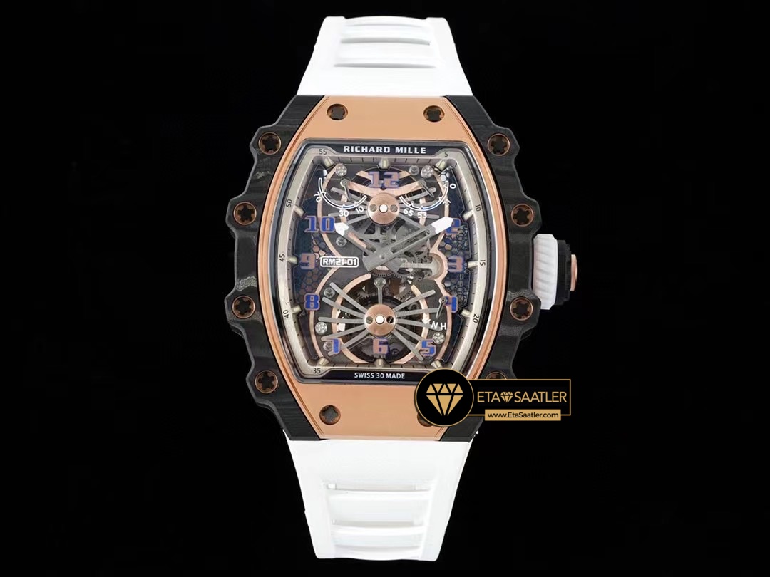 Richard Mille Aerodyne RM21-01 Tourbillon Gold Beyaz Kordon ETA