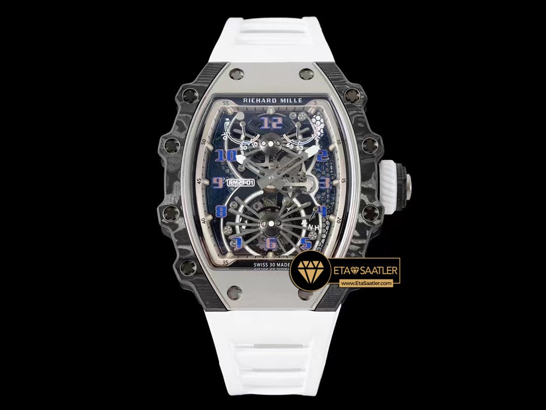 Richard Mille Aerodyne RM21-01 Tourbillon Çelik Beyaz Kordon ETA