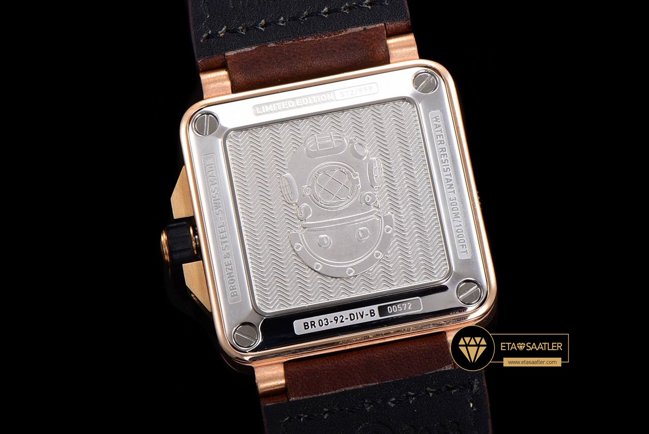 Bell & Ross BR03-92 Bronz Çelik Kasa Bordo Kadran Deri Kordon Clone ETA