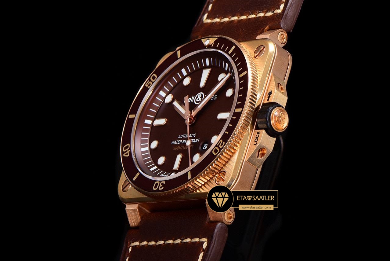 Bell & Ross BR03-92 Bronz Çelik Kasa Bordo Kadran Deri Kordon Clone ETA