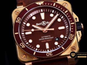 Bell & Ross BR03-92 Bronz Çelik Kasa Bordo Kadran Deri Kordon Clone ETA