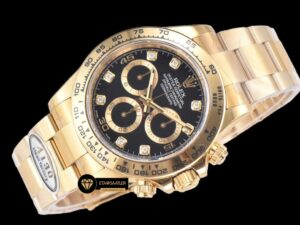 Rolex Cosmograph Daytona 116508 Taşlı Siyah Kadran 4130 Super Plus Clone ETA