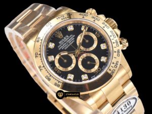 Rolex Cosmograph Daytona 116508 Taşlı Siyah Kadran 4130 Super Plus Clone ETA