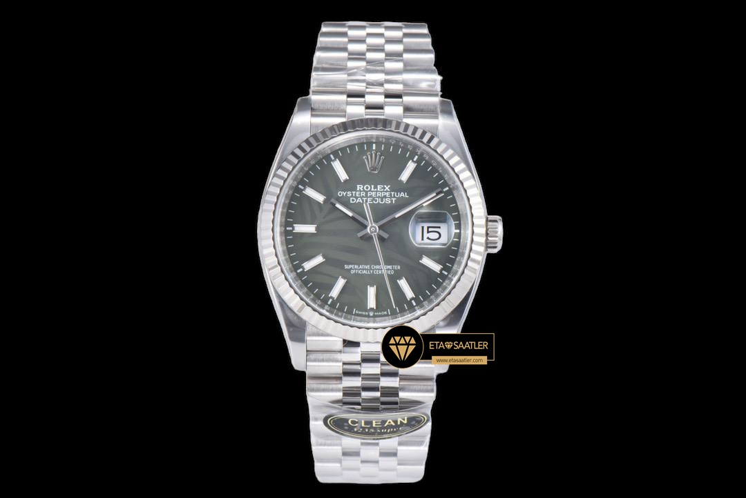 Rolex Datejust 3235 Yeşil Palmiye Kadran Clean Factory 36mm jubile ETA