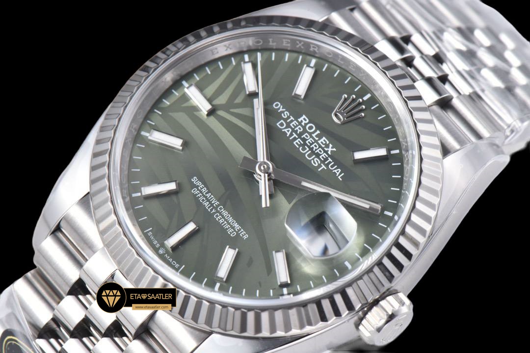 Rolex Datejust 3235 Yeşil Palmiye Kadran Clean Factory 36mm jubile ETA