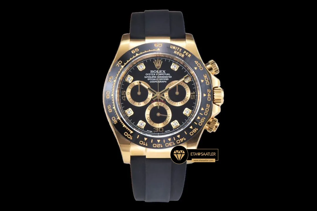 にに様 Rolex Daytona 116518 Cosmograph Taşlı Siyah Kadran 4130 Super