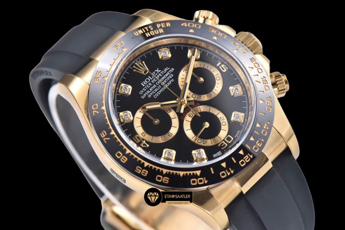 Rolex Daytona 116518 Cosmograph Taşlı Siyah Kadran 4130 Super Clone ETA