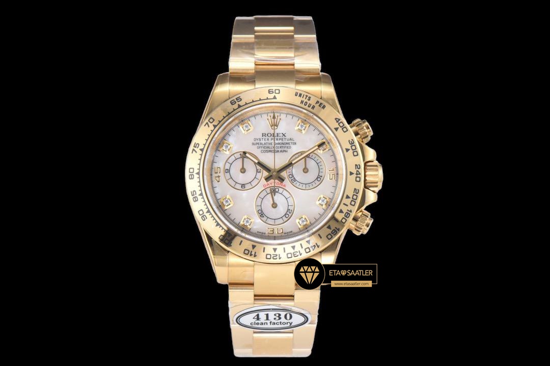 Rolex Daytona Clean 116508 Taşlı Beyaz Kadran 4130 Super Plus Clone ETA