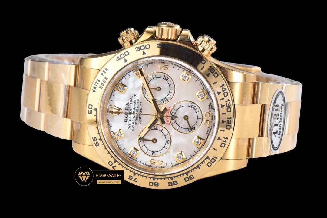 Rolex Daytona Clean 116508 Taşlı Beyaz Kadran 4130 Super Plus Clone ETA