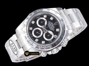 Rolex Daytona Cosmograph 116520 Taşlı Siyah Kadran 4130 Super Plus Clone ETA