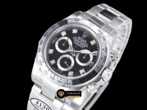 Rolex Daytona Cosmograph 116520 Taşlı Siyah Kadran 4130 Super Plus Clone ETA