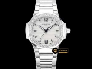 Patek Philippe 7118 Nautilus 35mm Beyaz Kadran Full Taş Bezel ETA