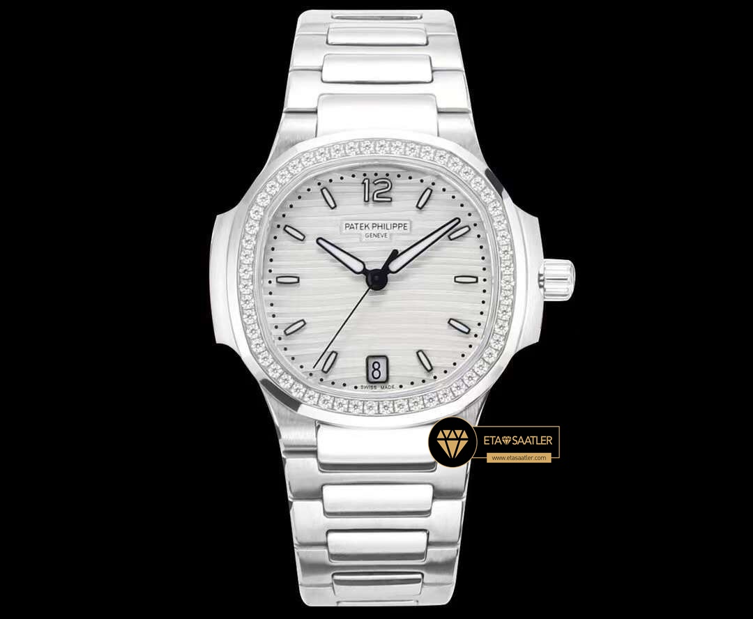 Patek Philippe 7118 Nautilus 35mm Beyaz Kadran Full Taş Bezel ETA