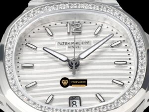 Patek Philippe 7118 Nautilus 35mm Beyaz Kadran Full Taş Bezel ETA