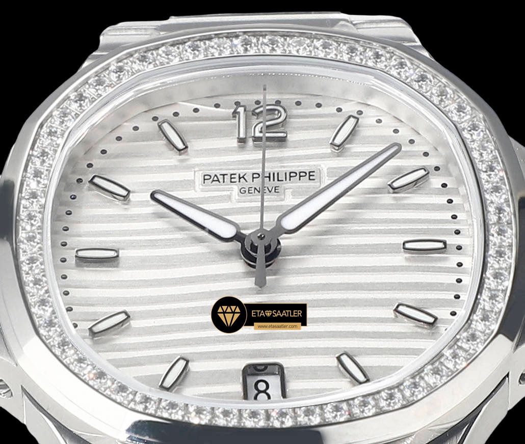 Patek Philippe 7118 Nautilus 35mm Beyaz Kadran Full Taş Bezel ETA