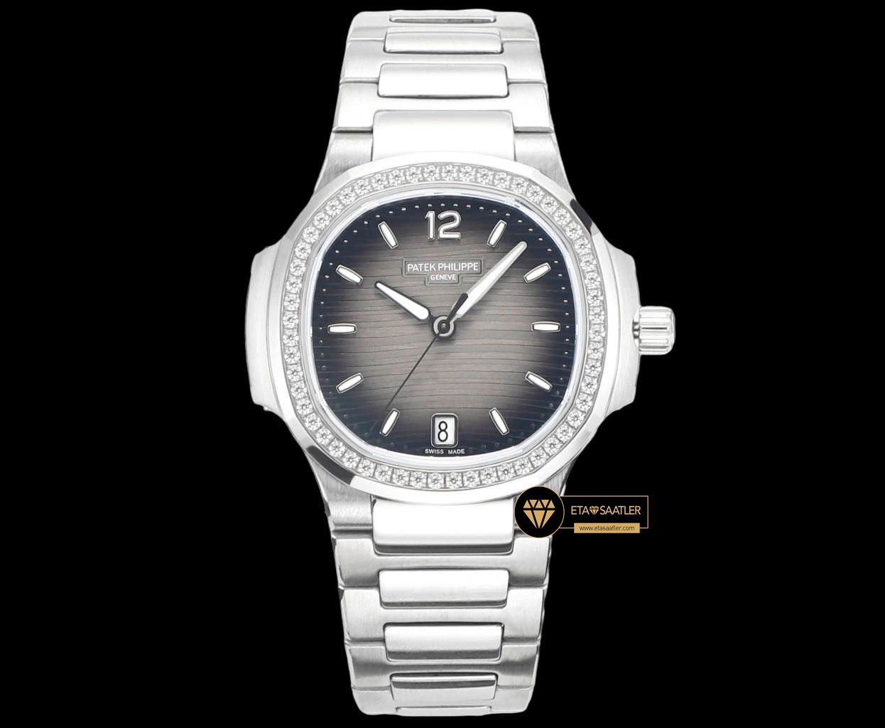 Patek Philippe 7118 Nautilus 35mm Gri Kadran Full Taş Bezel ETA