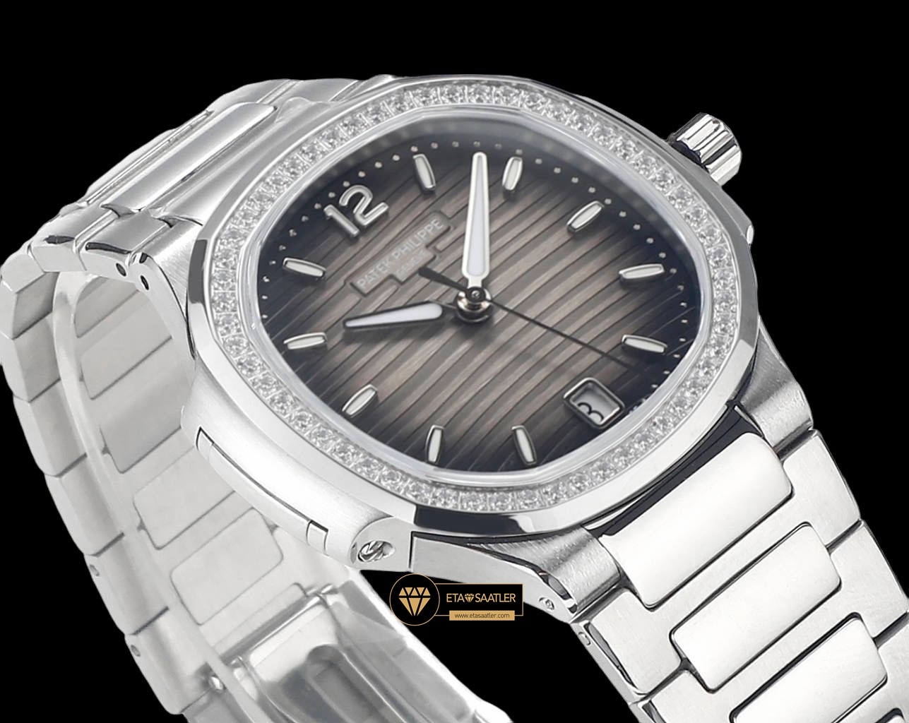 Patek Philippe 7118 Nautilus 35mm Gri Kadran Full Taş Bezel ETA