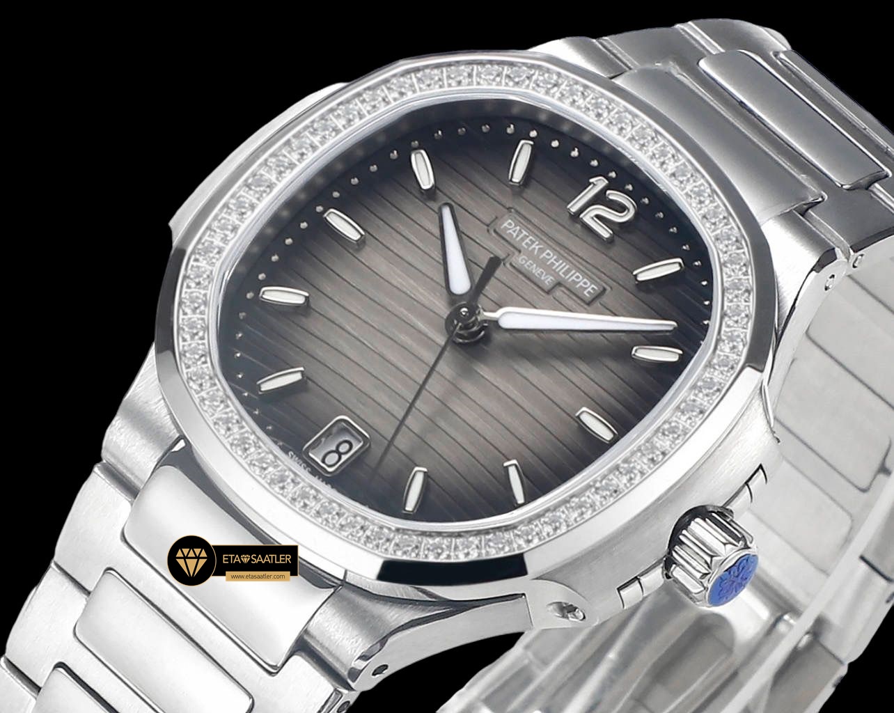 Patek Philippe 7118 Nautilus 35mm Gri Kadran Full Taş Bezel ETA