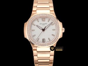 Patek Philippe 7118 Nautilus 35mm Rose Kasa Full Taş Bezel ETA