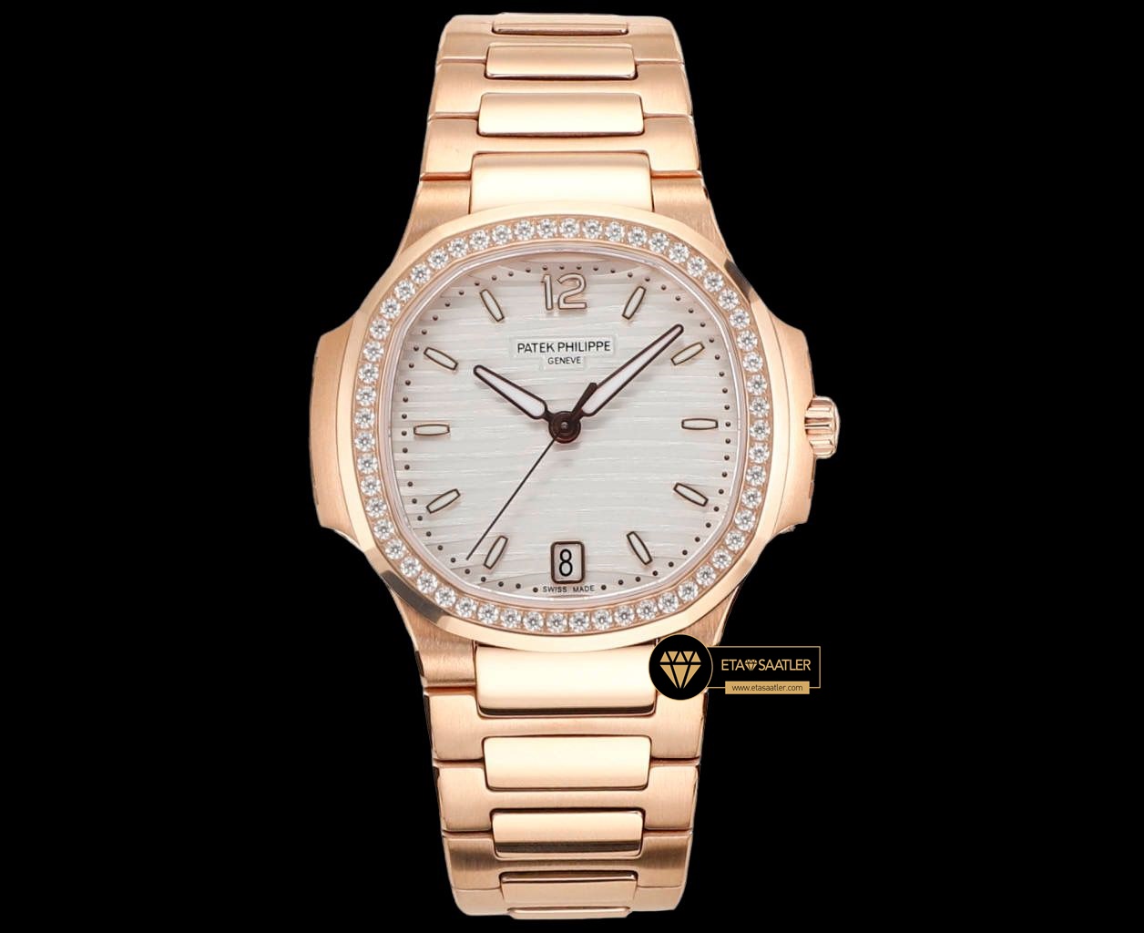 Patek Philippe 7118 Nautilus 35mm Rose Kasa Full Taş Bezel ETA