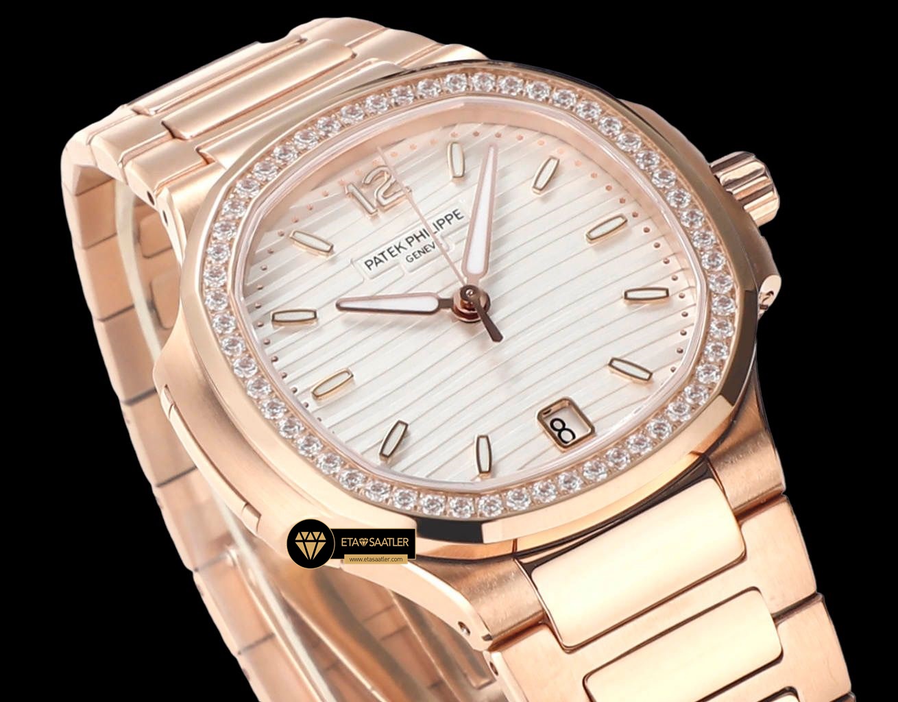 Patek Philippe 7118 Nautilus 35mm Rose Kasa Full Taş Bezel ETA