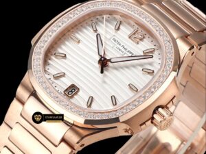 Patek Philippe 7118 Nautilus 35mm Rose Kasa Full Taş Bezel ETA