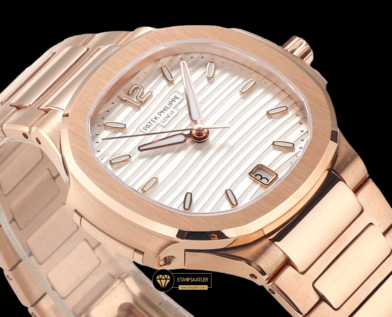 Patek Philippe 7118 Nautilus Beyaz Kadran 35mm Rose Kasa ETA (10) Patek Philippe 7118 Nautilus Beyaz Kadran 35mm Rose Kasa ETA