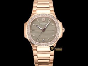 Patek Philippe 7118 Nautilus Kahve Kadran Rose Kasa Full Taş Bezel ETA