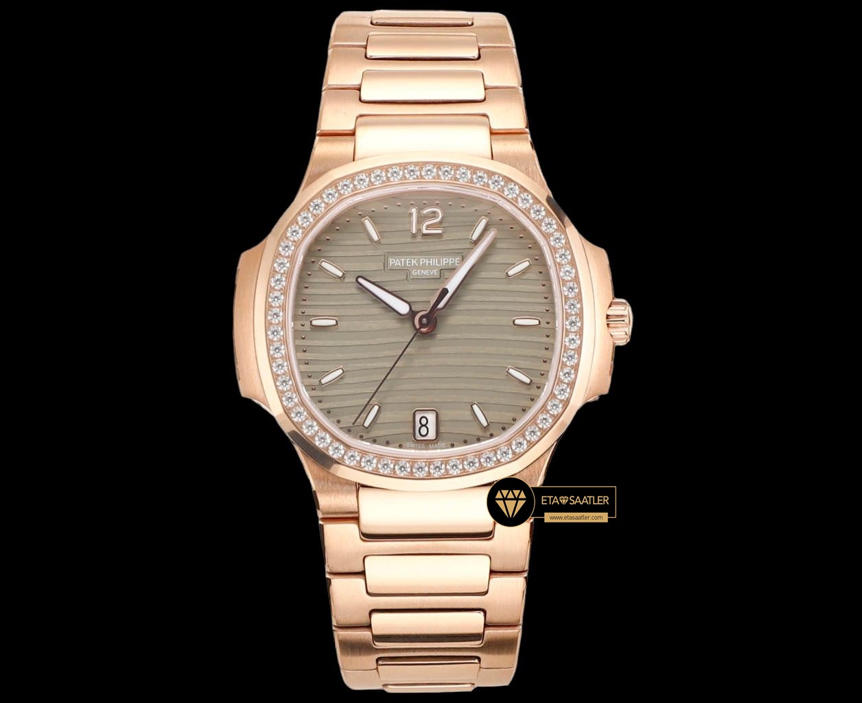 Patek Philippe 7118 Nautilus Kahve Kadran Rose Kasa Full Taş Bezel ETA