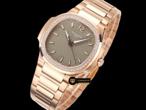 Patek Philippe 7118 Nautilus Kahve Kadran Rose Kasa Full Taş Bezel ETA