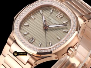 Patek Philippe 7118 Nautilus Kahve Kadran Rose Kasa Full Taş Bezel ETA