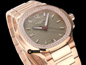 Patek Philippe 7118 Nautilus Kahve Kadran Rose Kasa Full Taş Bezel ETA