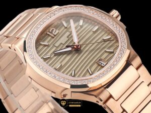 Patek Philippe 7118 Nautilus Kahve Kadran Rose Kasa Full Taş Bezel ETA