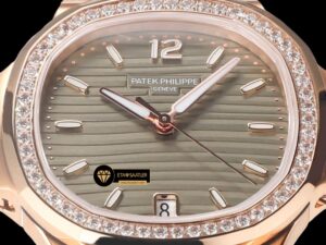 Patek Philippe 7118 Nautilus Kahve Kadran Rose Kasa Full Taş Bezel ETA