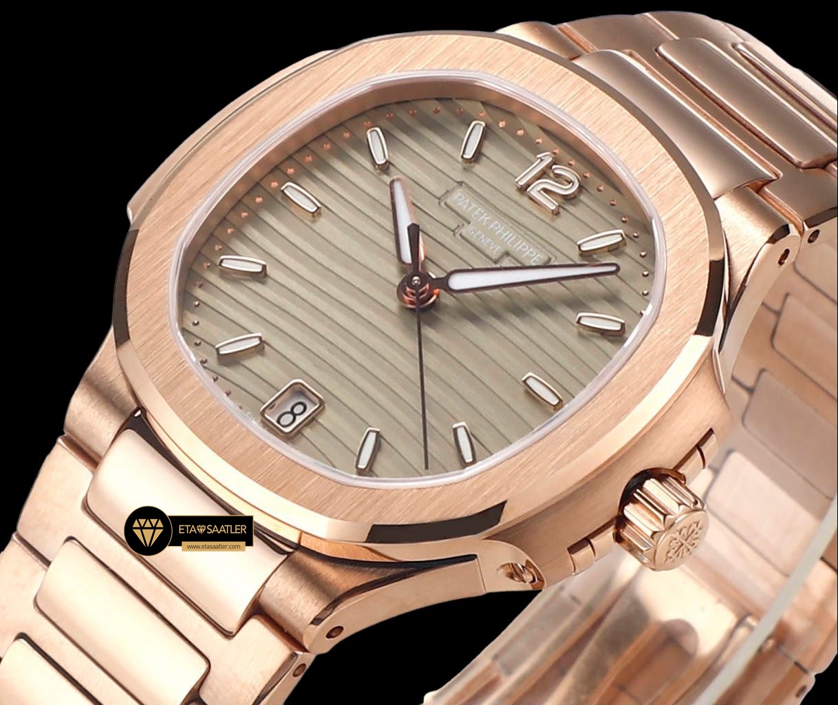 Patek Philippe 7118 Nautilus Kahverengi Kadran 35mm Rose Kasa ETA (10) Patek Philippe 7118 Nautilus Kahverengi Kadran 35mm Rose Kasa ETA
