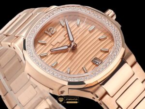 Patek Philippe 7118 Nautilus Pembe Kadran Rose Kasa Full Taş Bezel ETA