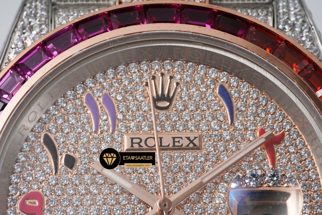 Rolex Datejust 126300 Arap Rakamlı Kadran 41mm Full Taş Rose Kasa 3235 ETA