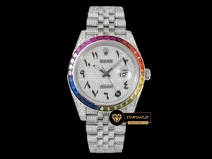 Rolex Datejust 126300 Rainbow Bezel 41mm Arabic Numerals Dial 3235 ETA