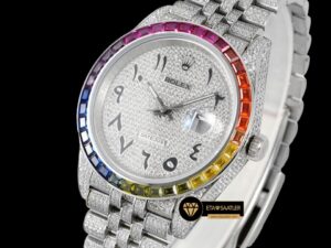 Rolex Datejust 126300 Rainbow Bezel 41mm Arabic Numerals Dial 3235 ETA