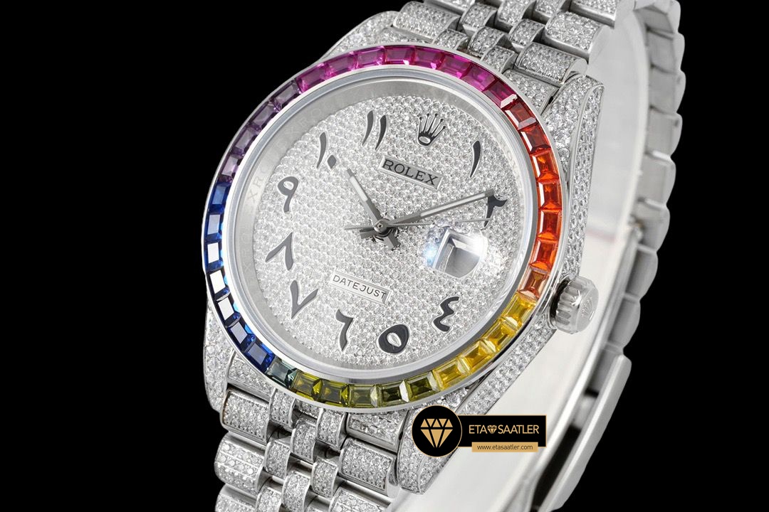 Rolex Datejust 126300 Rainbow Bezel 41mm Arabic Numerals Dial 3235 ETA