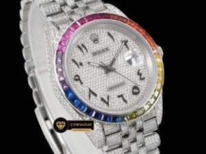 Rolex Datejust 126300 Rainbow Bezel 41mm Arabic Numerals Dial 3235 ETA