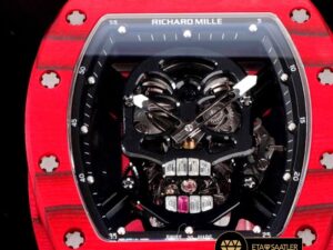 Richard Mille RM052 Taşlı İskelet Kadran Kırmızı Carbon Bezel YSF Tourbillon V2 ETA