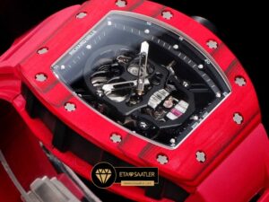 Richard Mille RM052 Taşlı İskelet Kadran Kırmızı Carbon Bezel YSF Tourbillon V2 ETA