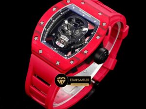 Richard Mille RM052 Taşlı İskelet Kadran Kırmızı Carbon Bezel YSF Tourbillon V2 ETA