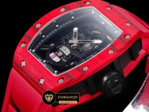 Richard Mille RM052 Taşlı İskelet Kadran Kırmızı Carbon Bezel YSF Tourbillon V2 ETA