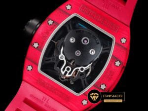 Richard Mille RM052 Taşlı İskelet Kadran Kırmızı Carbon Bezel YSF Tourbillon V2 ETA