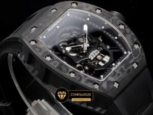 Richard Mille RM052 Taşlı Kafatası Kadran Siyah Carbon Çerçeve YSF Tourbillon V2 ETA