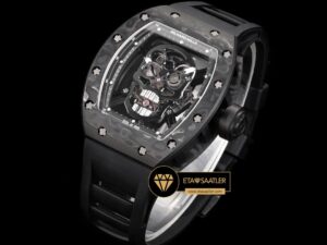 Richard Mille RM052 Taşlı Kafatası Kadran Siyah Carbon Çerçeve YSF Tourbillon V2 ETA